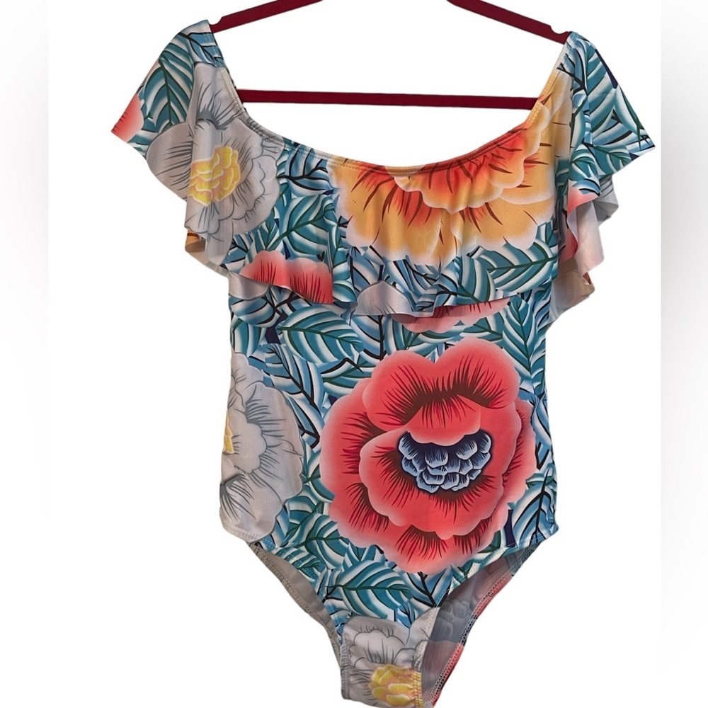 woman’s‎ one piece bright floral swimsuit, size medium​